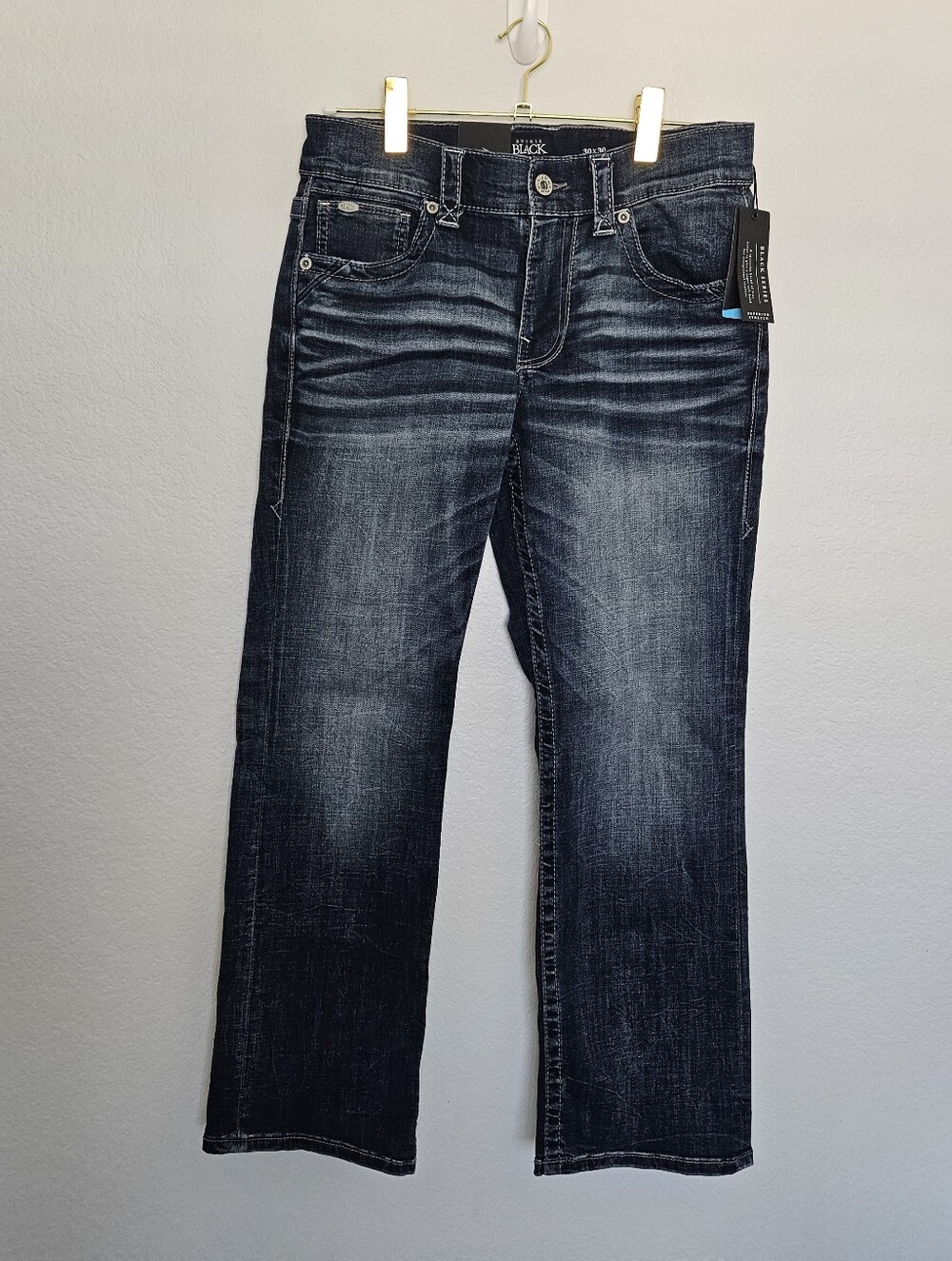 NWT Buckle Black Bootleg Fit No 9 Jeans Regular Fit Low Rise Men 30x30 Dark Wash